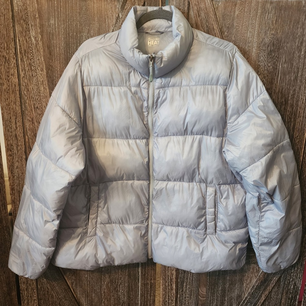32 Degrees‎ Heat Jacket Women's Size XL Light Blue Full Zip Puffer Coat Pockets